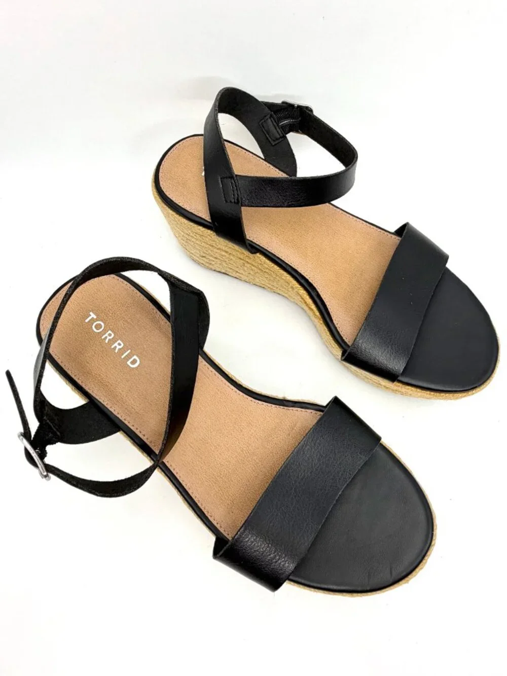 Torrid Black & Tan Wedge Sandals - Size 8